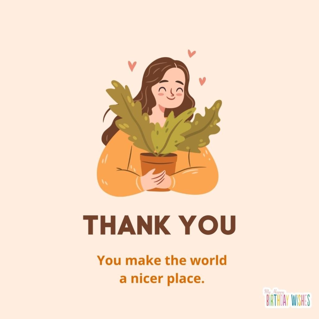 thank you card for someone with smiling girl isometric character