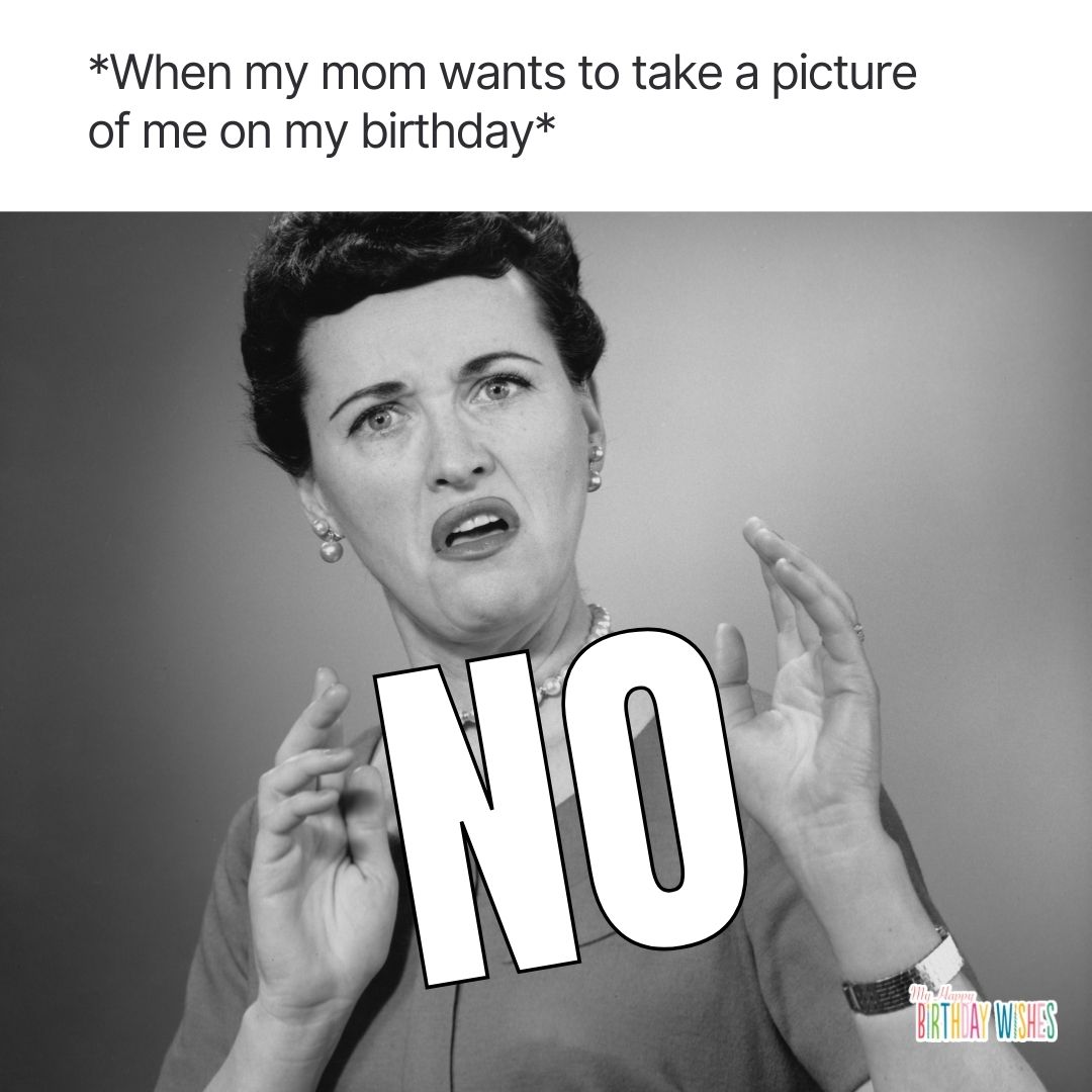black and white design girl with a big "no" funny meme
