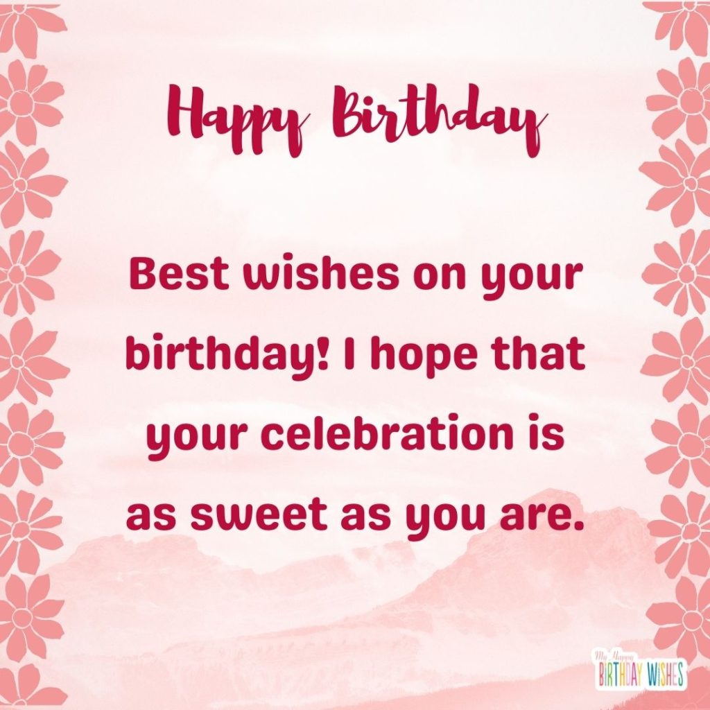 pink themed birthday card with flowers design