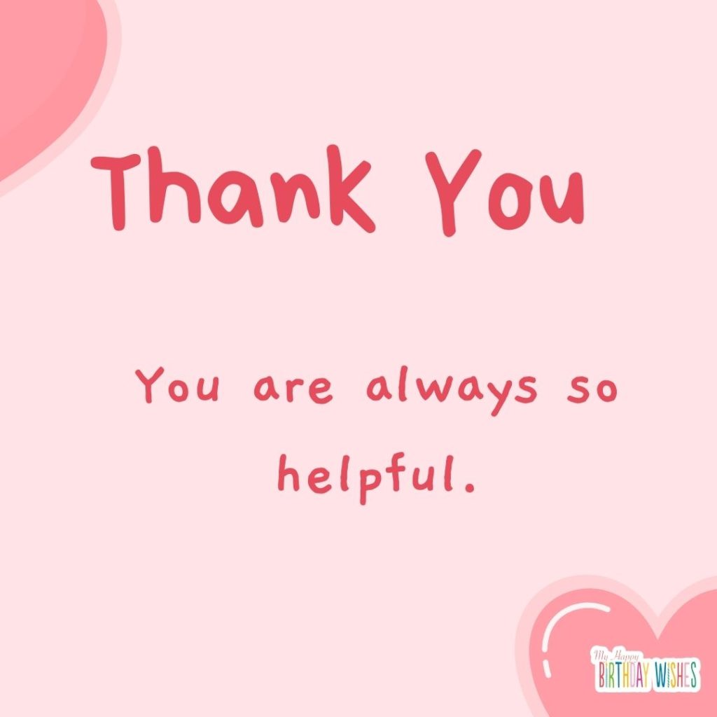 pink and hearts design thank you card