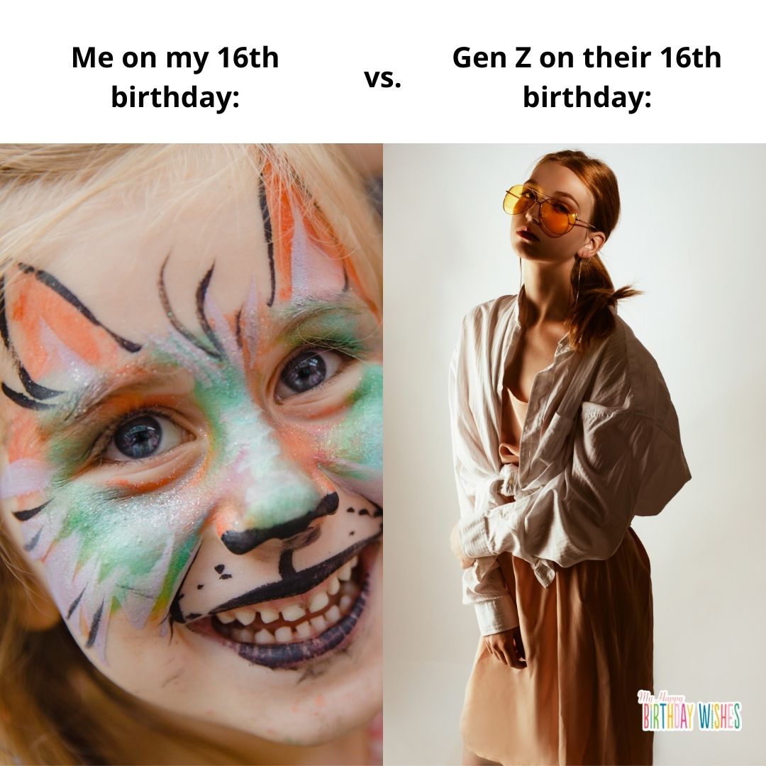 16 years old comparison funny birthday meme