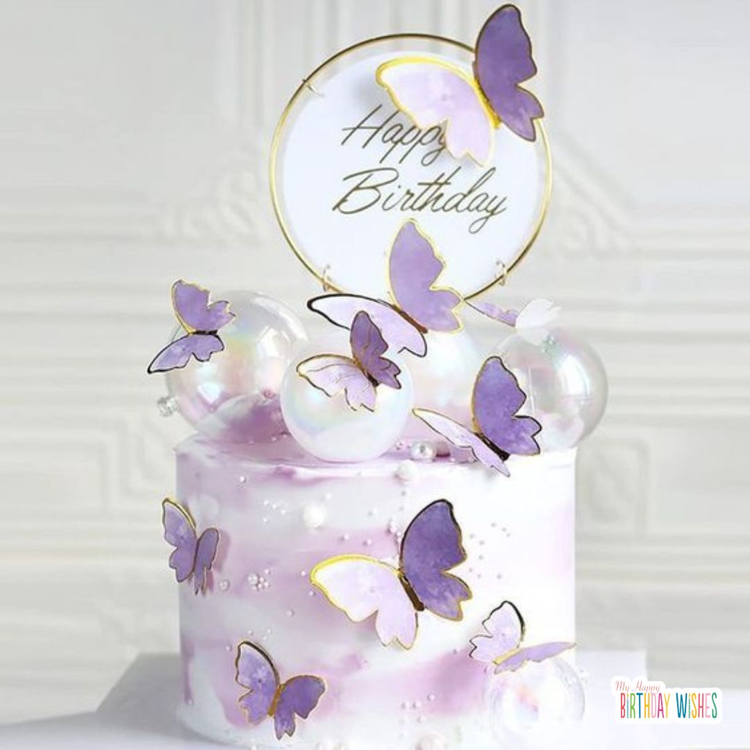 birthday cake butterfly and glass violet themed Birthday Cakes for Girls