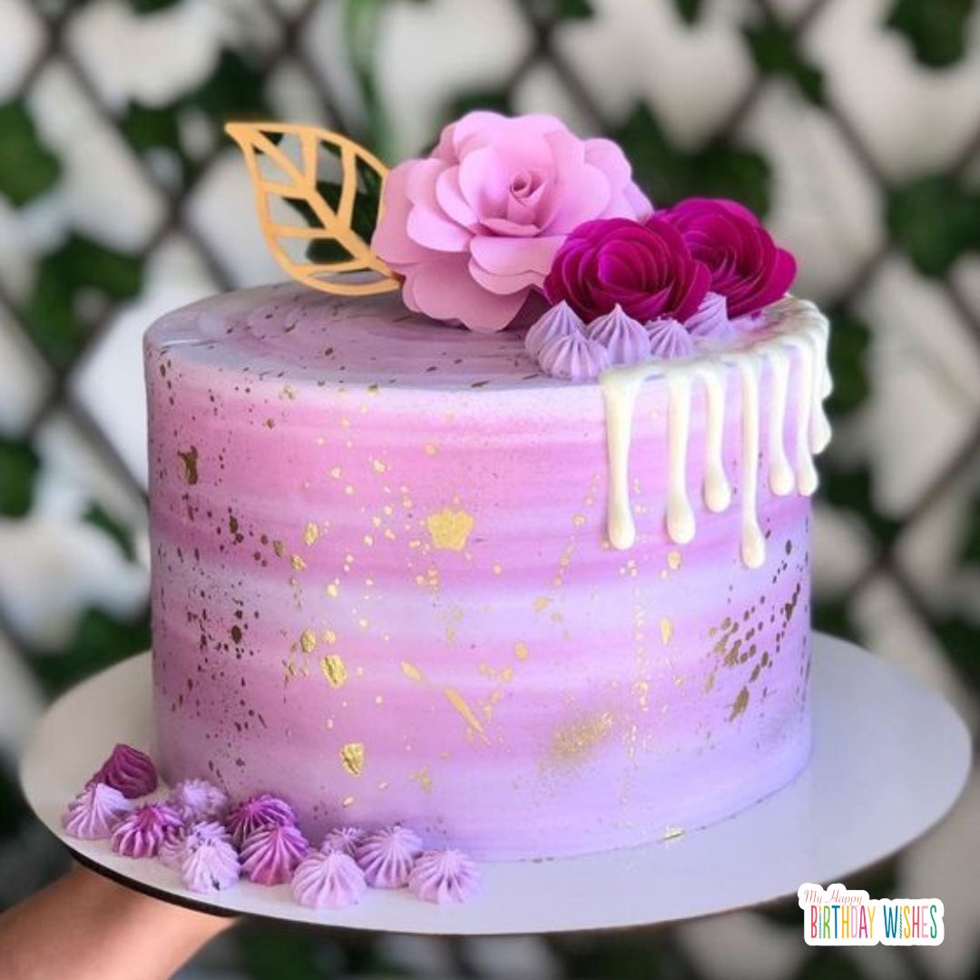 violet gradient with roses birthday cake Birthday Cakes for Girls
