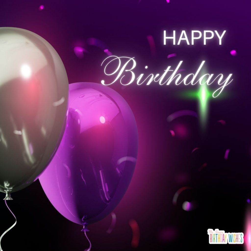 birthday card with shining balloon design