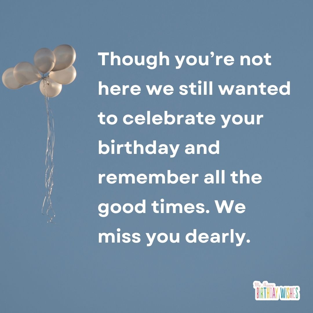 minimal design birthday wish in heaven with white balloons in heaven