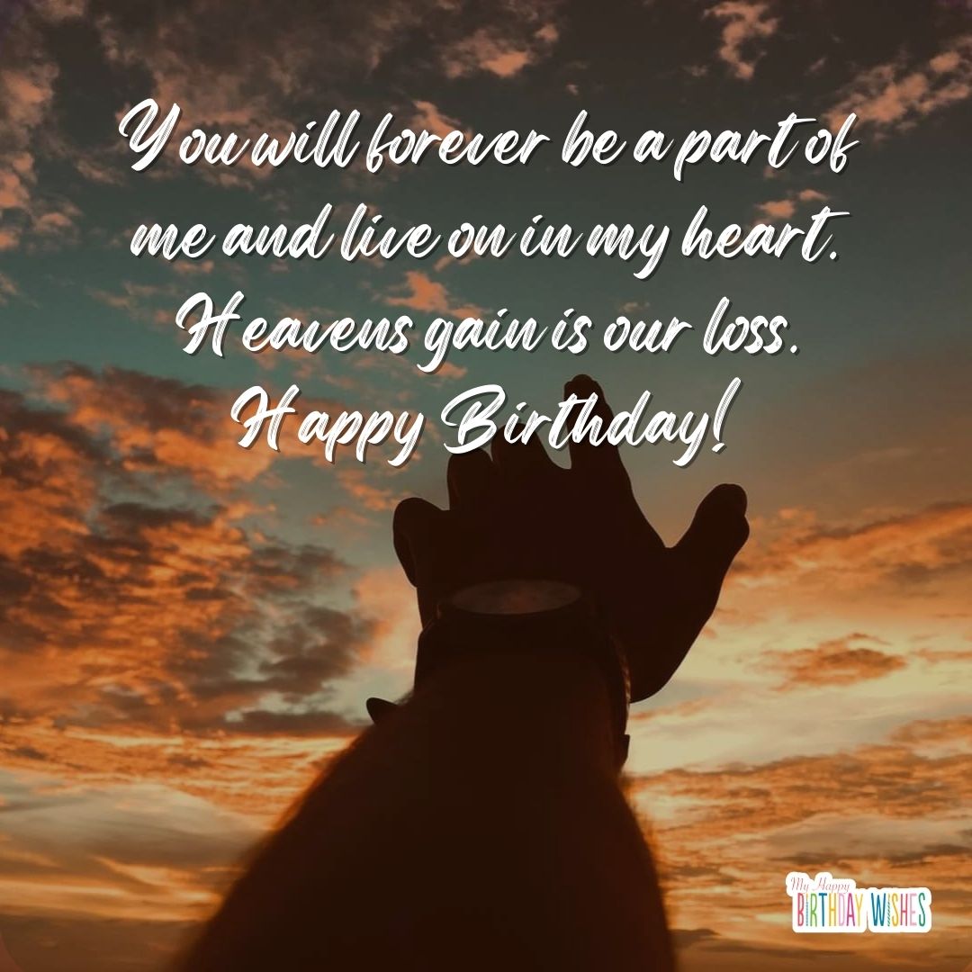 silhouette hands birthday card in heaven wishes