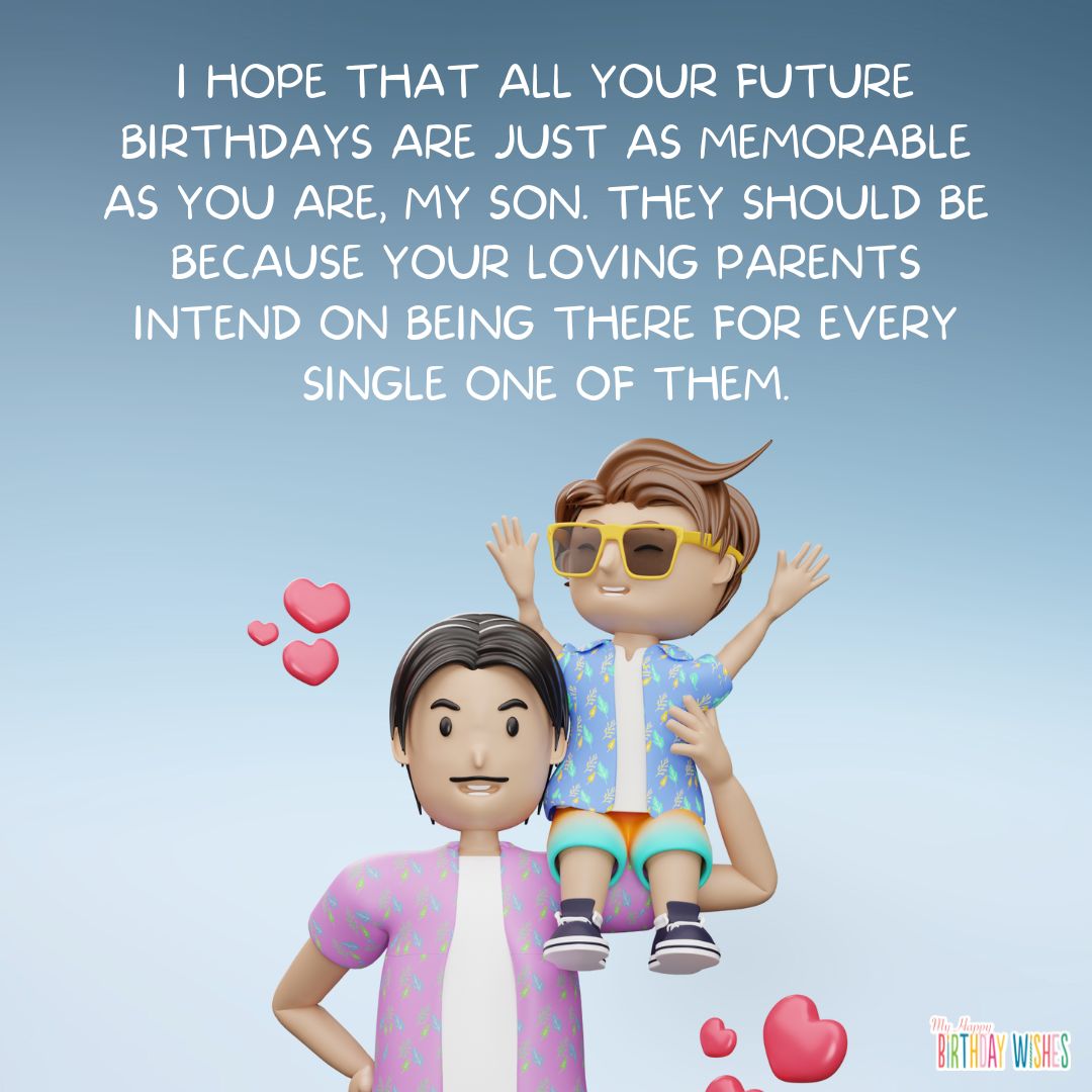 3D animated image of father and son