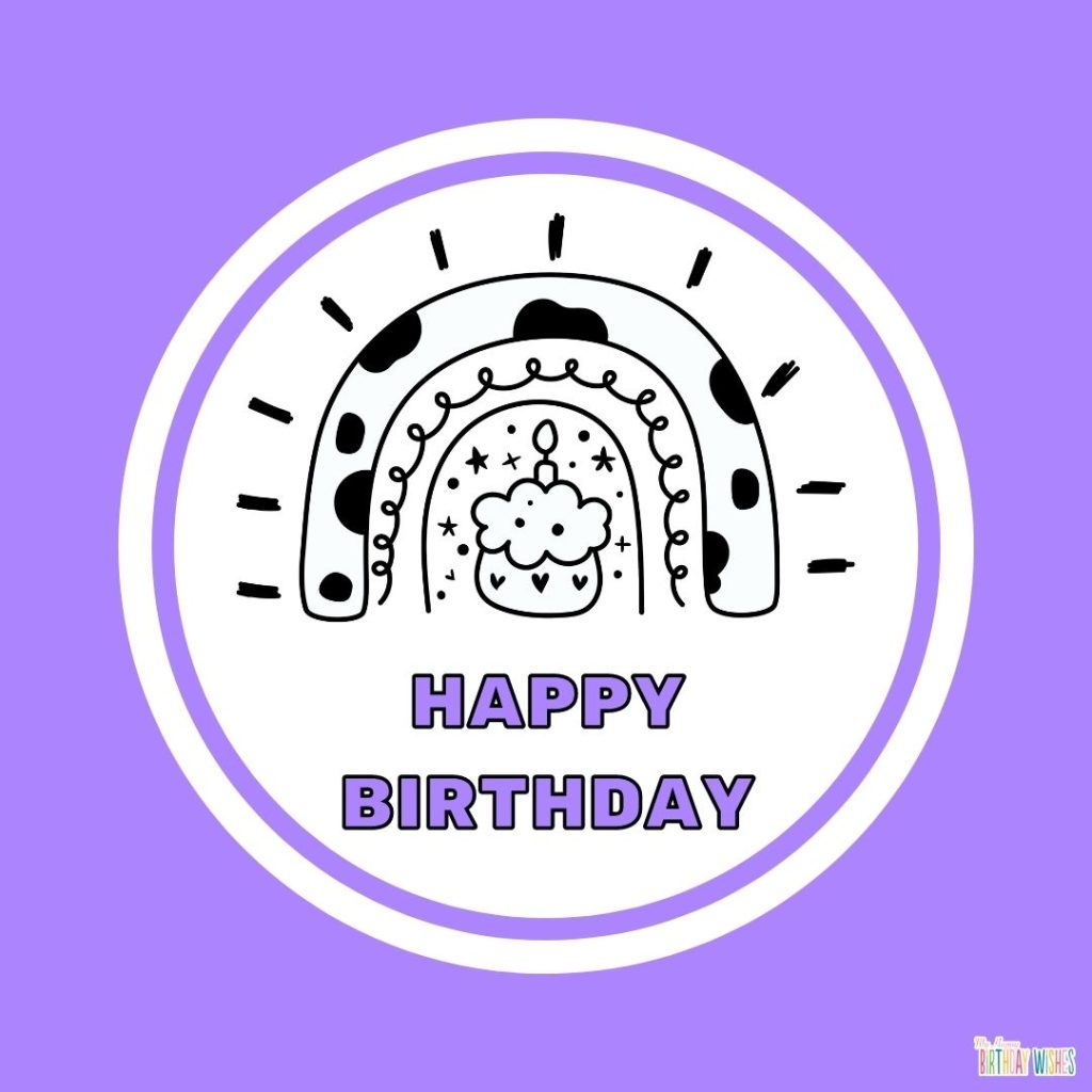 Cow Happy Birthday Card in purple white