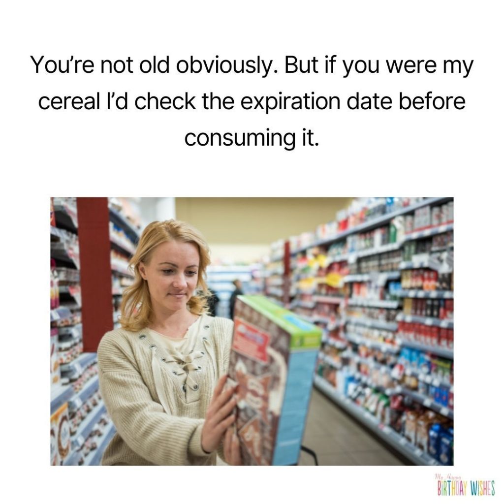 Woman checking the expiration date on the box of cereal