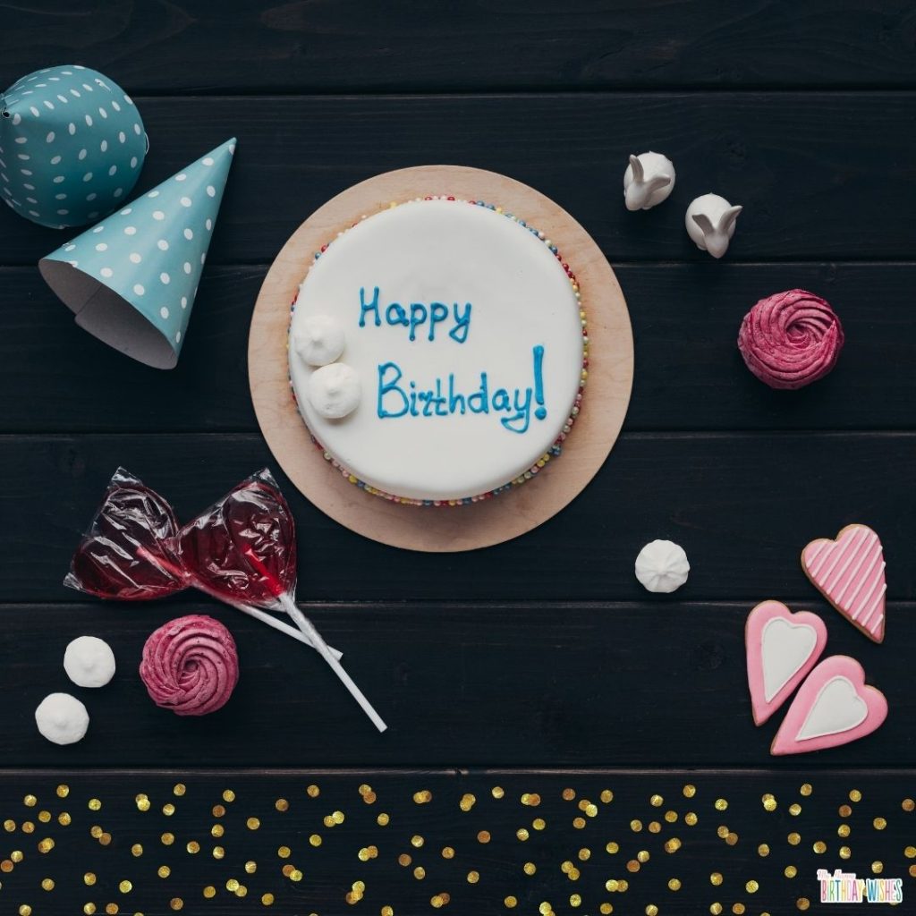 Happy Birthday Cake with Black Background