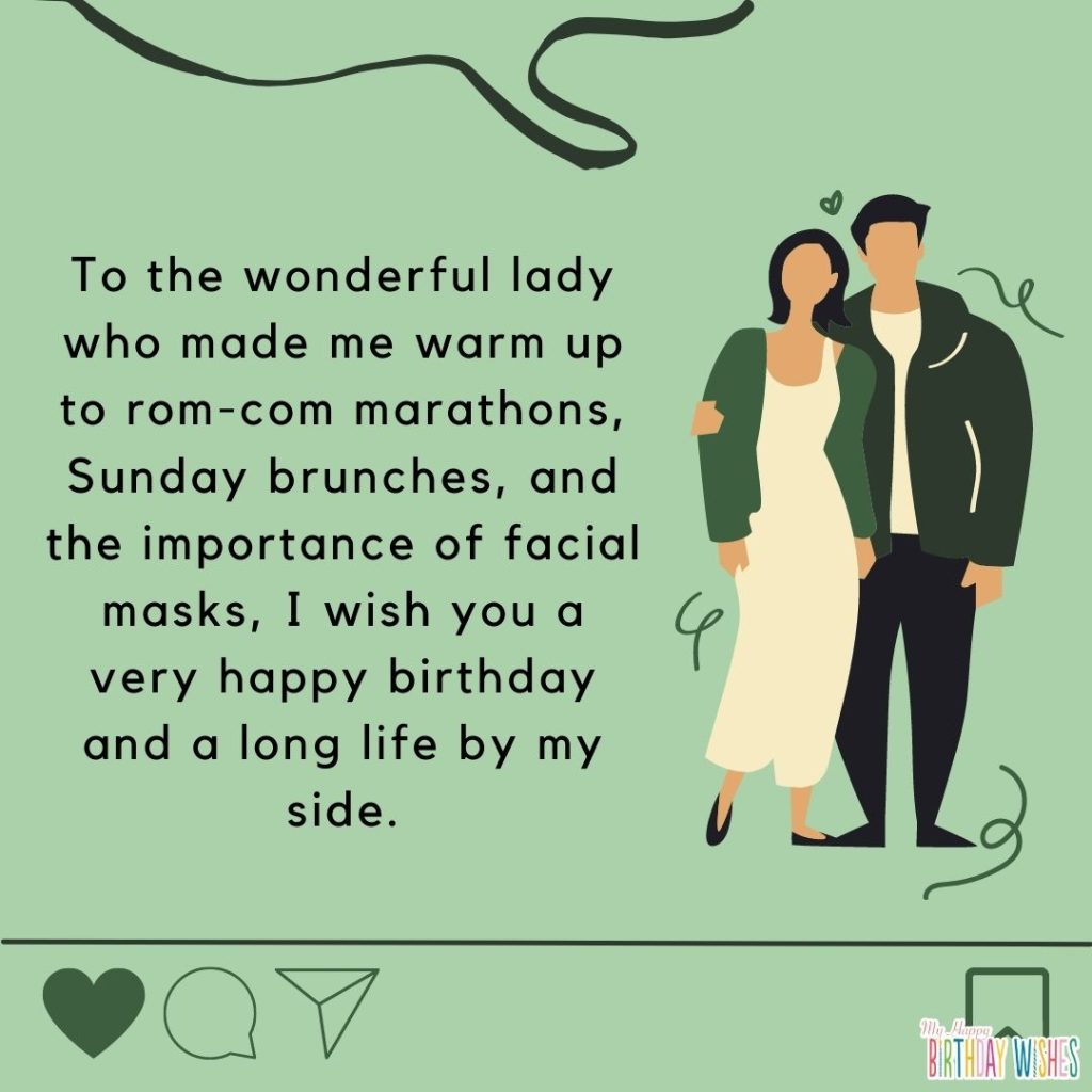 Green shades with couple vector with birthday wishes for wife