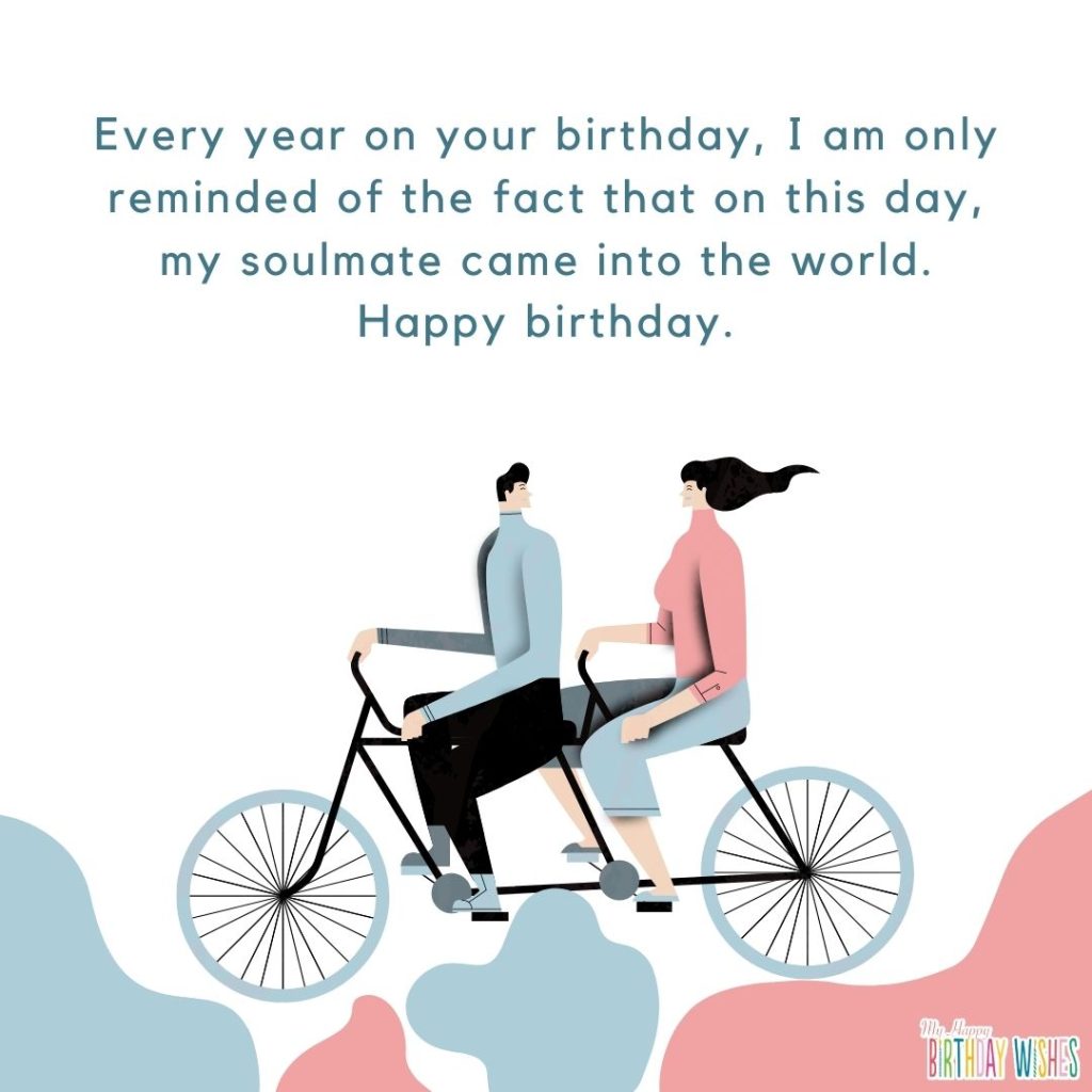 Couple biking icon with birthday wishes for wife