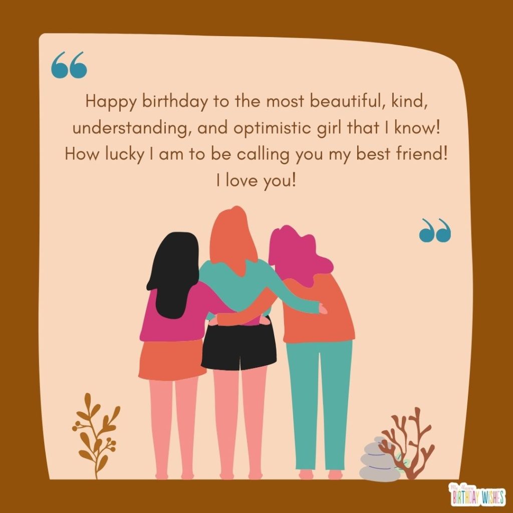brown frame image and wish with birthday wishes for best friend girl